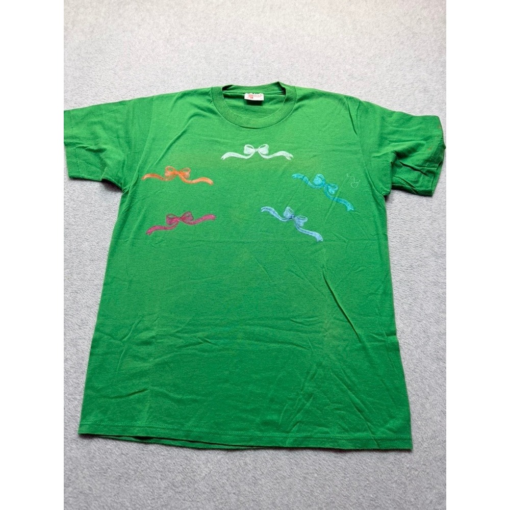 Vintage Sunbelt Sportswear Green Bow Puff Print T-Shirt Large Single Stitch 90s